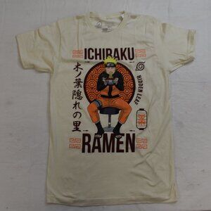 Naruto Shippuden Collection Mens Ichiraku Ramen Hidden Leaf Cream Shirt New